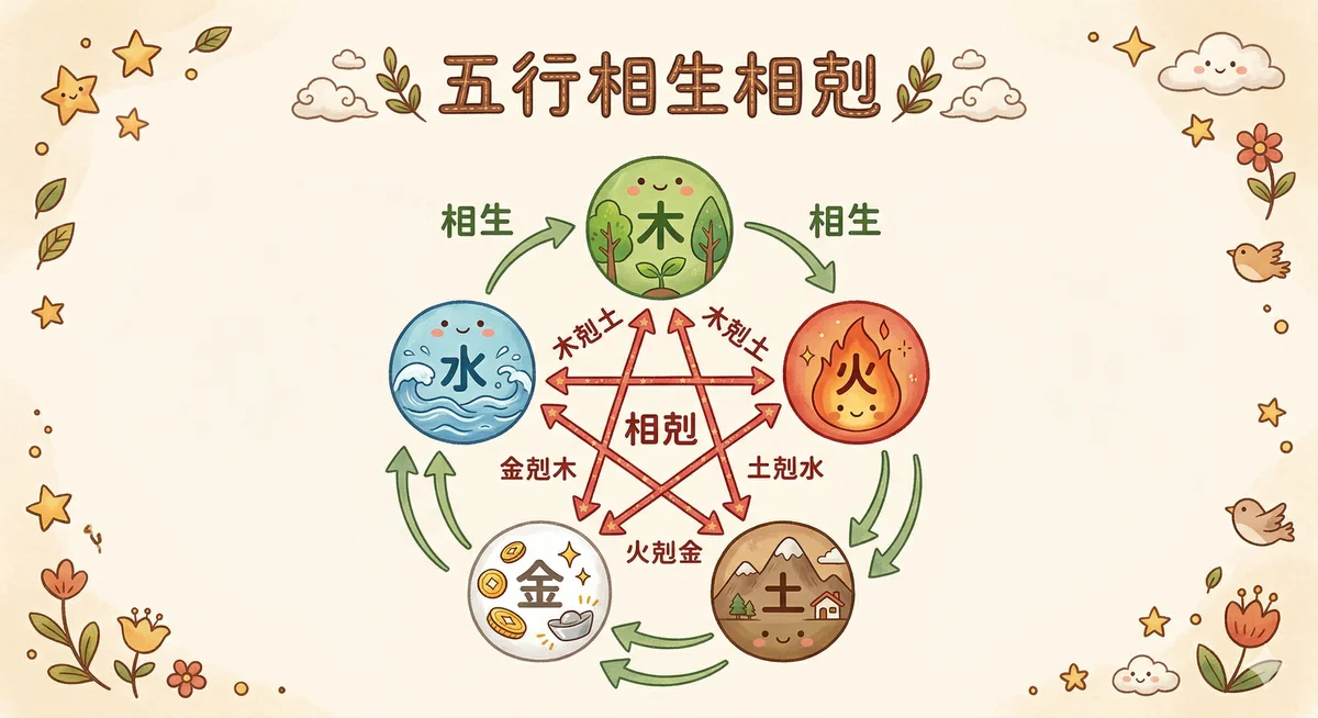 五行相生相剋循環圖