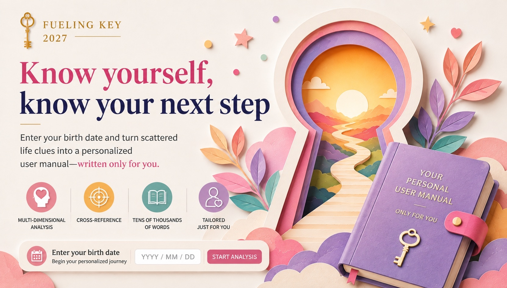 Know yourself, know your next step — enter your birth date and turn scattered life clues into a personalized user manual written only for you