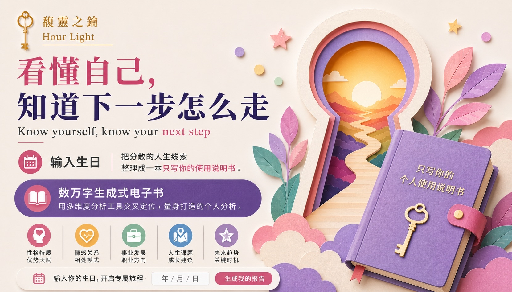 看懂自己,知道下一步怎么走|输入生日,把分散的人生线索整理成一本只写你的人生使用说明书